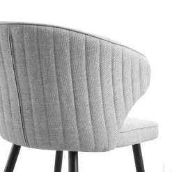 Langham Set Of 2 Grey Woven Fabric Carver Dining Chairs With Fluted Back -The Furniture Shop DCH 2143 GREY WOV 2P detail2