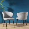 Langham Set Of 2 Grey Woven Fabric Carver Dining Chairs With Fluted Back 2 Langham Set Of 2 Grey Woven Fabric Carver Dining Chairs With Fluted Back -The Furniture Shop DCH 2143 GREY WOV 2P main