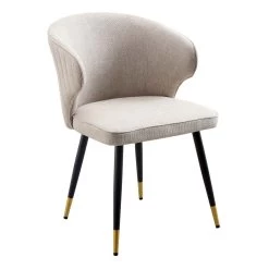 Langham Set Of 2 Oatmeal Woven Fabric Carver Dining Chairs With Fluted Back 19 Langham Set Of 2 Oatmeal Woven Fabric Carver Dining Chairs With Fluted Back -The Furniture Shop DCH 2143 TAUPE WOV 2P WB2