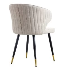 Langham Set Of 2 Oatmeal Woven Fabric Carver Dining Chairs With Fluted Back 24 Langham Set Of 2 Oatmeal Woven Fabric Carver Dining Chairs With Fluted Back -The Furniture Shop DCH 2143 TAUPE WOV 2P WB6