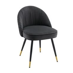 Miyae Set Of 2 Pleated Charcoal Velvet Upholstered Dining Chairs 18 Miyae Set Of 2 Pleated Charcoal Velvet Upholstered Dining Chairs -The Furniture Shop DCH 2144 CHARCOAL VEL 2P WB2