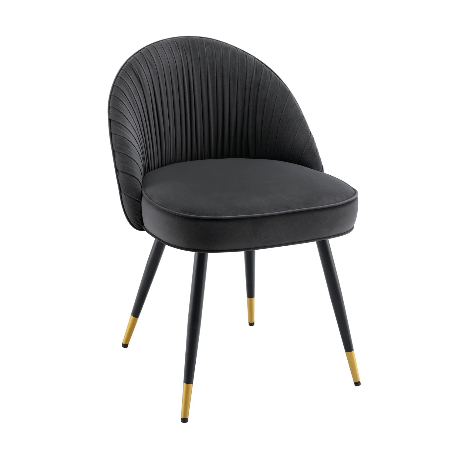 Miyae Set Of 2 Pleated Charcoal Velvet Upholstered Dining Chairs 7 Miyae Set Of 2 Pleated Charcoal Velvet Upholstered Dining Chairs - Image 5