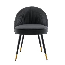 Miyae Set Of 2 Pleated Charcoal Velvet Upholstered Dining Chairs 16 Miyae Set Of 2 Pleated Charcoal Velvet Upholstered Dining Chairs -The Furniture Shop DCH 2144 CHARCOAL VEL 2P WB4