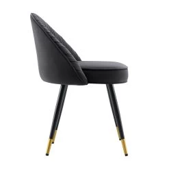 Miyae Set Of 2 Pleated Charcoal Velvet Upholstered Dining Chairs 20 Miyae Set Of 2 Pleated Charcoal Velvet Upholstered Dining Chairs -The Furniture Shop DCH 2144 CHARCOAL VEL 2P WB5