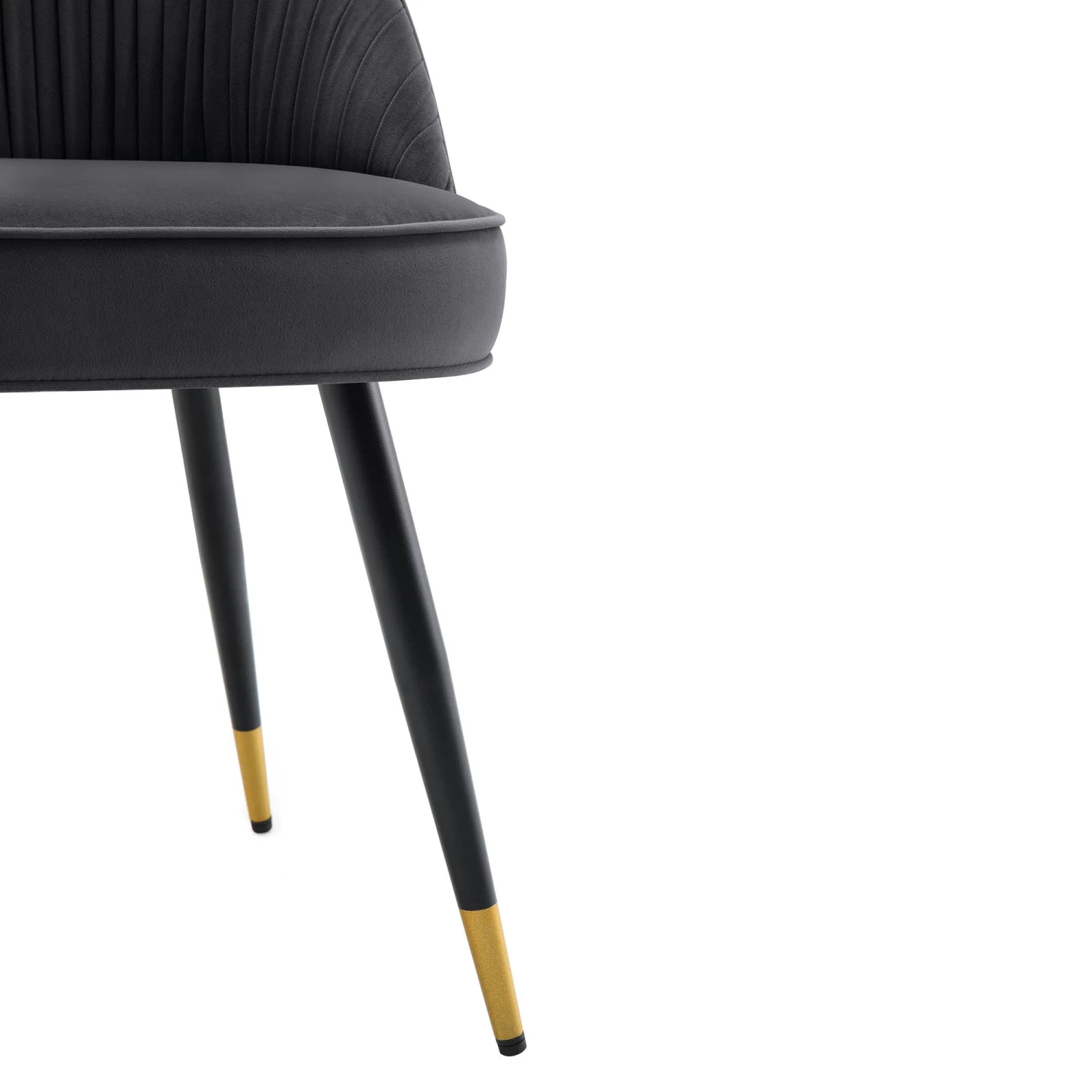 Miyae Set Of 2 Pleated Charcoal Velvet Upholstered Dining Chairs 13 Miyae Set Of 2 Pleated Charcoal Velvet Upholstered Dining Chairs - Image 11