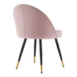 Miyae Set Of 2 Pleated Pale Pink Velvet Upholstered Dining Chairs -The Furniture Shop DCH 2144 PINK VEL 2P WB6