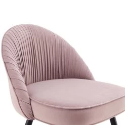 Miyae Set Of 2 Pleated Pale Pink Velvet Upholstered Dining Chairs -The Furniture Shop DCH 2144 PINK VEL 2P detail1