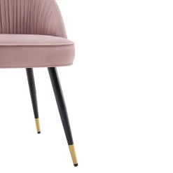 Miyae Set Of 2 Pleated Pale Pink Velvet Upholstered Dining Chairs -The Furniture Shop DCH 2144 PINK VEL 2P detail3