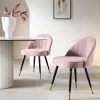 Miyae Set Of 2 Pleated Pale Pink Velvet Upholstered Dining Chairs -The Furniture Shop DCH 2144 PINK VEL 2P main
