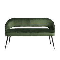 Oakley Dark Green Velvet Upholstered 3 Seater Dining Bench With Contrast Piping -The Furniture Shop DCH 2147 DARKGREEN VEL WB1