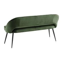 Oakley Dark Green Velvet Upholstered 3 Seater Dining Bench With Contrast Piping -The Furniture Shop DCH 2147 DARKGREEN VEL WB5