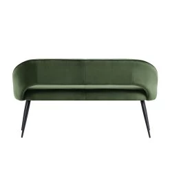Oakley Dark Green Velvet Upholstered 3 Seater Dining Bench With Contrast Piping -The Furniture Shop DCH 2147 DARKGREEN VEL WB6