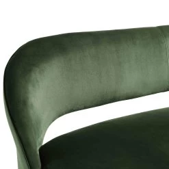 Oakley Dark Green Velvet Upholstered 3 Seater Dining Bench With Contrast Piping -The Furniture Shop DCH 2147 DARKGREEN VEL detail1