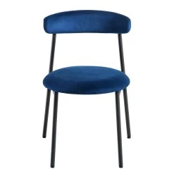 Donna Set Of 2 Navy Blue Velvet Dining Chairs -The Furniture Shop DCH 2149 NAVY VEL 2P WB2