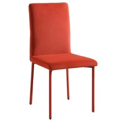 Fernie Set Of 2 Ochre Burnt Orange Velvet Dining Chairs With Upholstered Legs -The Furniture Shop DCH 2151 OCHRE VEL 2P WB3