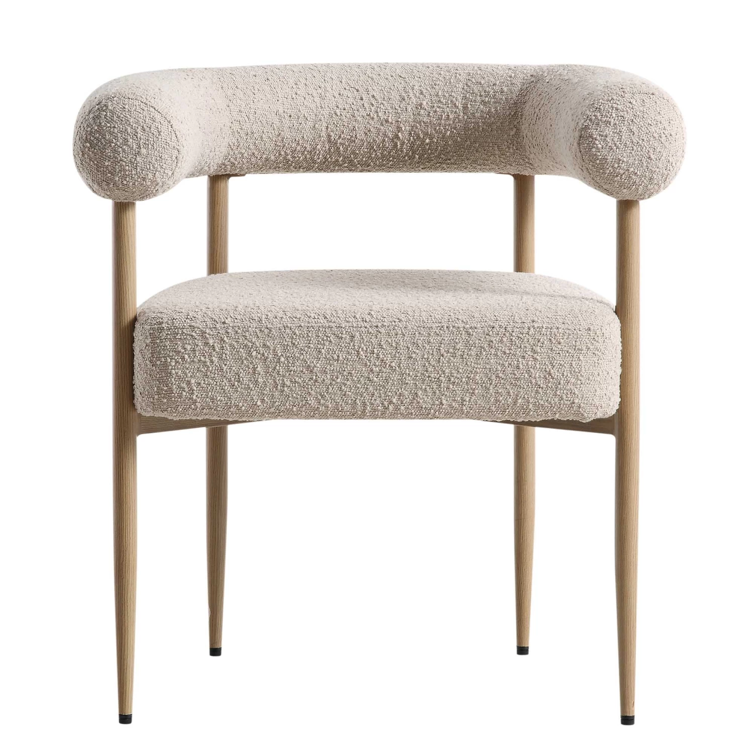 Fulbourn Taupe Boucle Dining Chair With Natural Wood Effect Legs 6 Fulbourn Taupe Boucle Dining Chair With Natural Wood Effect Legs - Image 4