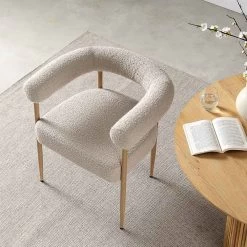 Fulbourn Taupe Boucle Dining Chair With Natural Wood Effect Legs 17 Fulbourn Taupe Boucle Dining Chair With Natural Wood Effect Legs -The Furniture Shop DCH 2162 TAUPE BOUCLE NAT scene2