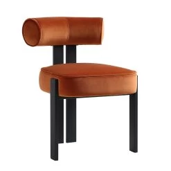 Ophelia Rust Velvet Dining Chair -The Furniture Shop DCH 2187 RUST VEL WB1