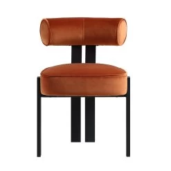 Ophelia Rust Velvet Dining Chair -The Furniture Shop DCH 2187 RUST VEL WB2