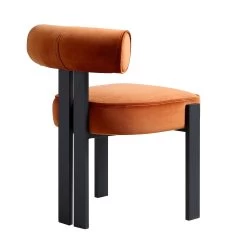 Ophelia Rust Velvet Dining Chair -The Furniture Shop DCH 2187 RUST VEL WB5