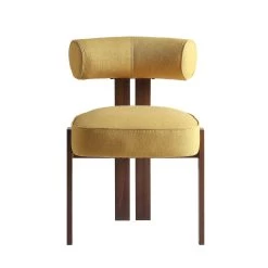 Ophelia Honey Gold Fabric Dining Chair -The Furniture Shop DCH 2187 YELLOW FAB WALN WB1