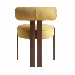Ophelia Honey Gold Fabric Dining Chair -The Furniture Shop DCH 2187 YELLOW FAB WALN WB6