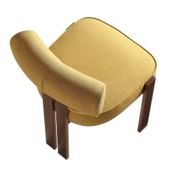Ophelia Honey Gold Fabric Dining Chair -The Furniture Shop DCH 2187 YELLOW FAB WALN WB8