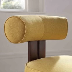 Ophelia Honey Gold Fabric Dining Chair -The Furniture Shop DCH 2187 YELLOW FAB WALN scene2