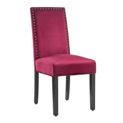 Maidwell Set Of 2 Crimson Red Velvet Dining Chairs 16 Maidwell Set Of 2 Crimson Red Velvet Dining Chairs -The Furniture Shop DCH LW8116 REDVEL 2P 1