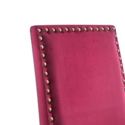 Maidwell Set Of 2 Crimson Red Velvet Dining Chairs 19 Maidwell Set Of 2 Crimson Red Velvet Dining Chairs -The Furniture Shop DCH LW8116 REDVEL 2P detail1