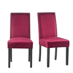 Maidwell Set Of 2 Crimson Red Velvet Dining Chairs 14 Maidwell Set Of 2 Crimson Red Velvet Dining Chairs -The Furniture Shop DCH LW8116 REDVEL 2P whitebackground
