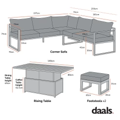 Albany Aluminium Large Corner Casual Dining Set With Rising Table, White -The Furniture Shop Dimensional Drawings APR 2023 OD DINE 1045 5525b87d adc7 4148 b4d3 b42e8a1117f2