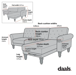 Hanney Chesterfield Chaise Sofabed In Moss Green Velvet -The Furniture Shop Dimensional Drawings AYSF 012 600x 461e7805 c5ed 4bd0 b7b2 86d2154e138b