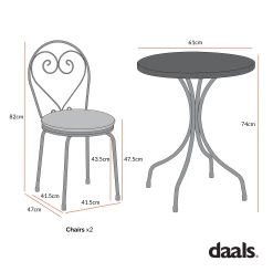 Haymes Metal Indoor And Outdoor Bistro Set -The Furniture Shop Dimensional Drawings MAY 2023 OD BISTR 1067