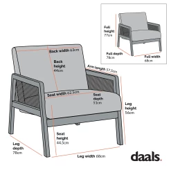 Fyne Navy Blue Velvet Walnut Frame Rattan Armchair -The Furniture Shop Dimensional Drawings Mar 2023 ACH 608