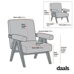 Chinnor White Boucle Accent Chair -The Furniture Shop Dimensional Drawings Mar 2023 ACH 729