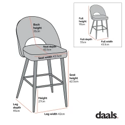 Oakley Set Of 2 Dark Green Velvet Upholstered Counter Stools With Contrast Piping -The Furniture Shop Dimensional Drawings Mar 2023 BCH 2155 7ff9779b 0438 4a22 b13f 835e89556aca