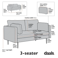 Pelham Orange Velvet Fabric Sofa -The Furniture Shop Dimensional Drawings LVSF 386 3ST