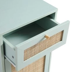 Frances Woven Rattan 1-Door Bathroom Cabinet, Mint -The Furniture Shop FT BAC 01 SAGE detail2