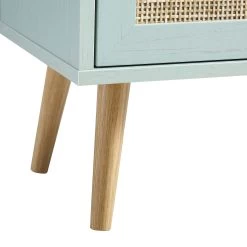 Frances Woven Rattan 1-Door Bathroom Cabinet, Mint -The Furniture Shop FT BAC 01 SAGE detail3