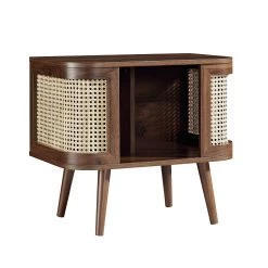 Izzy Curved Rattan Bedside Table, Walnut -The Furniture Shop FT BST 04 WALN WB2