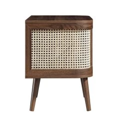 Izzy Curved Rattan Bedside Table, Walnut -The Furniture Shop FT BST 04 WALN WB4