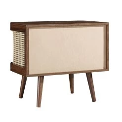Izzy Curved Rattan Bedside Table, Walnut -The Furniture Shop FT BST 04 WALN WB5