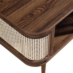 Izzy Curved Rattan Bedside Table, Walnut -The Furniture Shop FT BST 04 WALN detail1