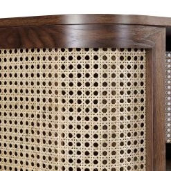 Izzy Curved Rattan Bedside Table, Walnut -The Furniture Shop FT BST 04 WALN detail2
