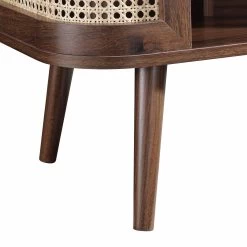 Izzy Curved Rattan Bedside Table, Walnut -The Furniture Shop FT BST 04 WALN detail3