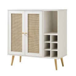 Frances Woven Rattan Drinks Cabinet, White -The Furniture Shop FT CAB 02 WHITE WB2