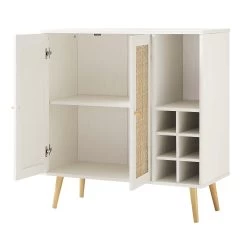 Frances Woven Rattan Drinks Cabinet, White -The Furniture Shop FT CAB 02 WHITE WB3