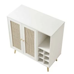 Frances Woven Rattan Drinks Cabinet, White -The Furniture Shop FT CAB 02 WHITE WB4
