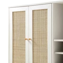 Frances Woven Rattan Drinks Cabinet, White -The Furniture Shop FT CAB 02 WHITE detail1